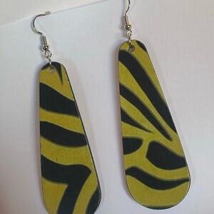 Yellow and Black Zebra Print Earrings